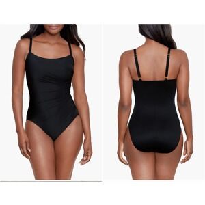 Miraclesuit Rock Solid Starr Underwire One Piece Swimsuit Black 6 NWT